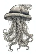 jellyfish with large tentacles tattoo design idea