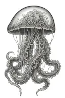 jellyfish with large tentacles tattoo design idea