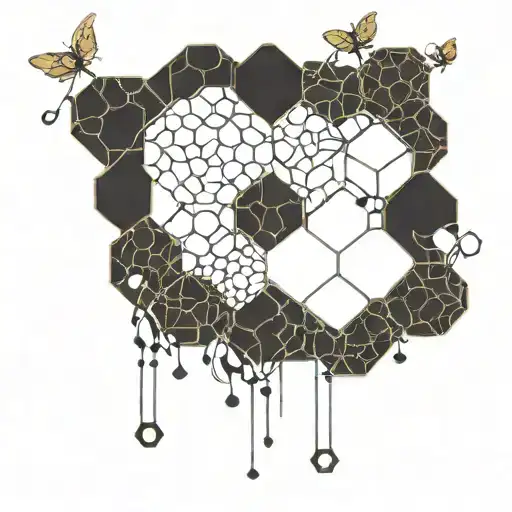 honeycomb and vine intertwined tattoo design idea