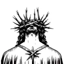 back of Jesus with thorn crown tattoo design idea