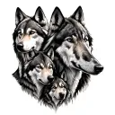 three wolves representing family tattoo design idea