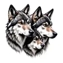 three wolves representing family tattoo design idea