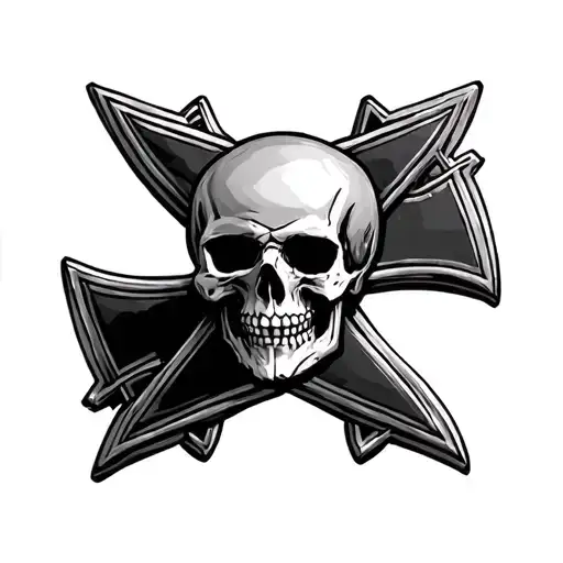 iron cross germany with skull  tattoo design idea