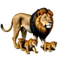 male lion with 3 cubs tattoo design idea