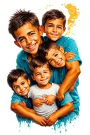 Dad and three sons  tattoo design idea