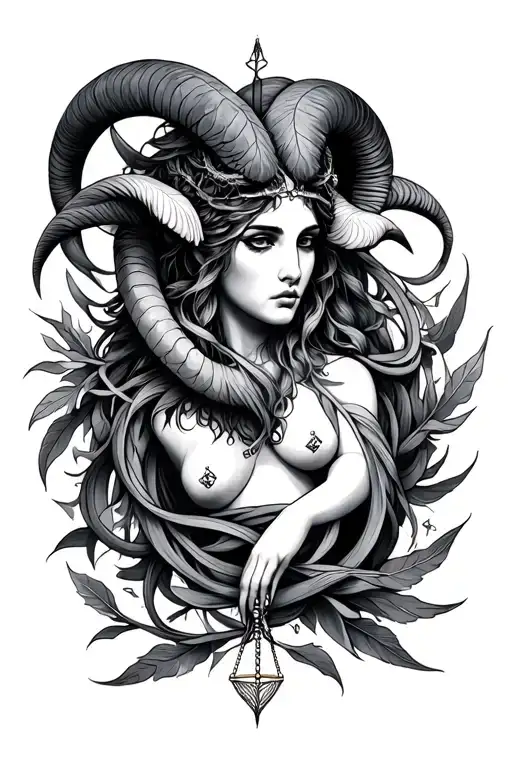 One of a kind Libra Aries intertwine tattoo design idea