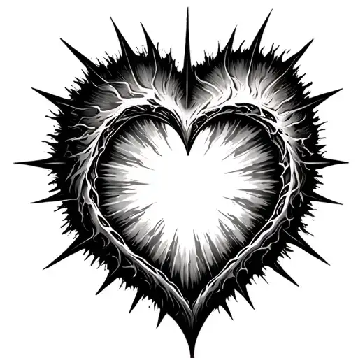 Supernova heart shape inside symbolizing tattoo design idea
