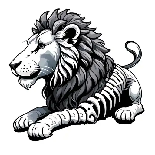lion & lamb spine tattoo tattoo design idea