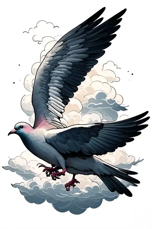 doves with clouds tattoo design idea