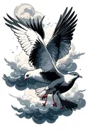 doves with clouds tattoo design idea