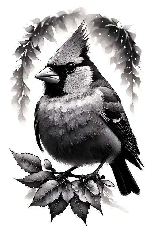 black and white cardinal tattoo design idea