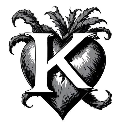 heart with the letter k inside tattoo design idea