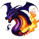 Maleficent and the dragon with fire tattoo design idea