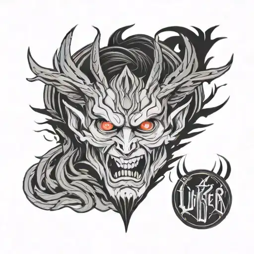 Lucifer with the name KCS hidden message tattoo design idea
