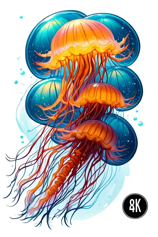 moon jellyfish gracefully swimming tattoo design idea