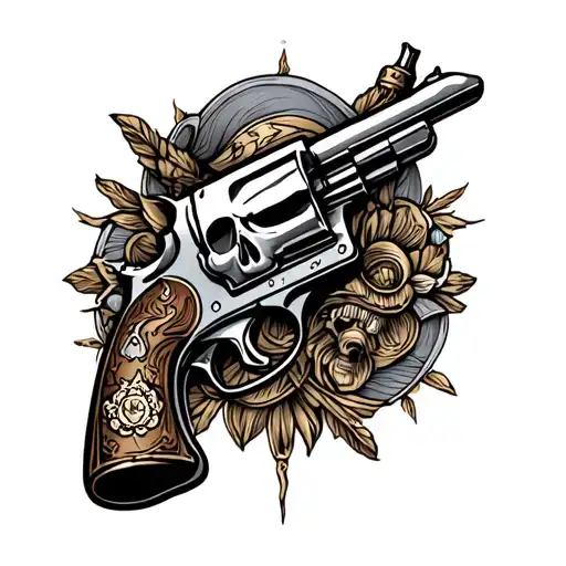 pirate gun tattoo design idea