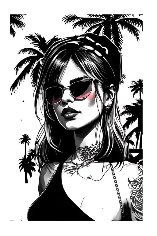 Make the gta vice city loading screen girl look more dark tattoo design idea