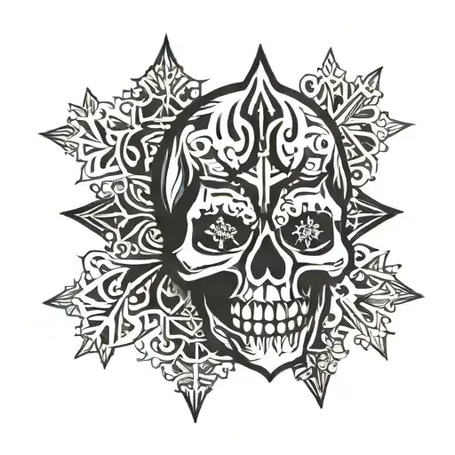 snowflake skull tattoo design idea