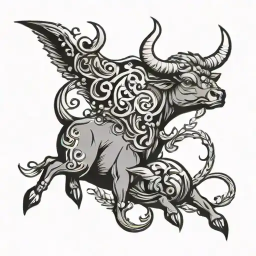 taurus protecting pisces tattoo design idea