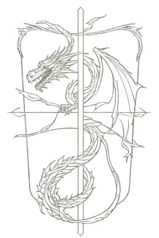 dragon wrapping around a cross tattoo tattoo design idea