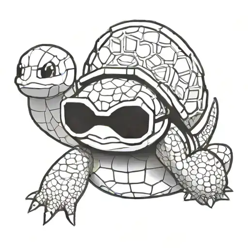 Squirtle wearing sunglasses tattoo design idea
