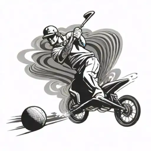 A dynamic composition featuring a photographer capturing a golfer mid-swing, a basketball player dunking, and a race car zooming by on a track tattoo design idea