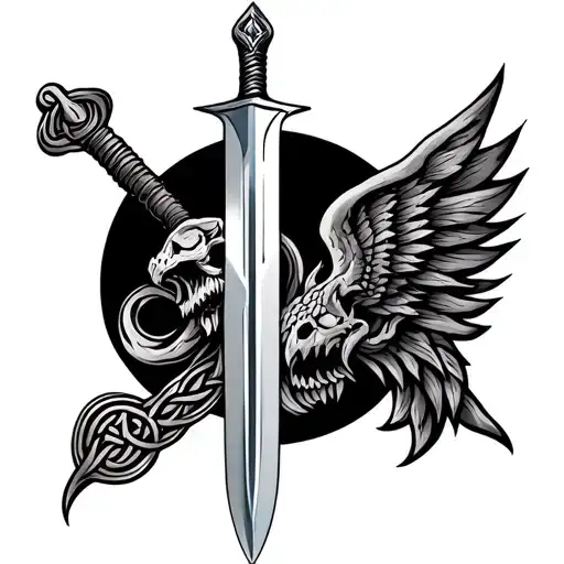 Celtic memorial tattoo for dad with sword and harley tattoo design idea