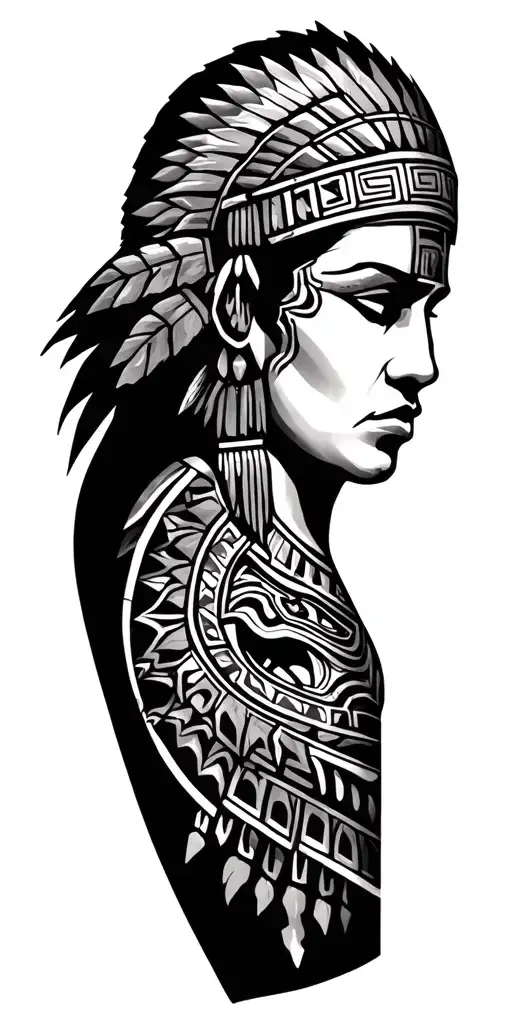 Aztec sleeve tattoo design idea
