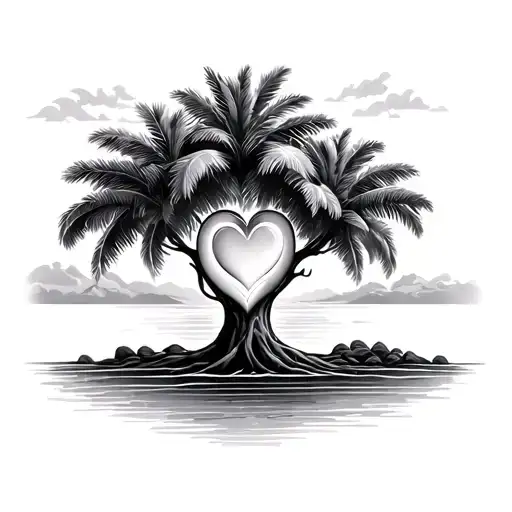 a tree from Cabo San Lucas with the glass hearts in it  tattoo design idea