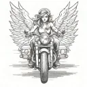 angel on motorcycle tattoo design idea