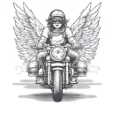 angel on motorcycle tattoo design idea