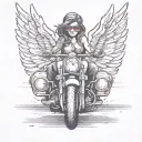 angel on motorcycle tattoo design idea