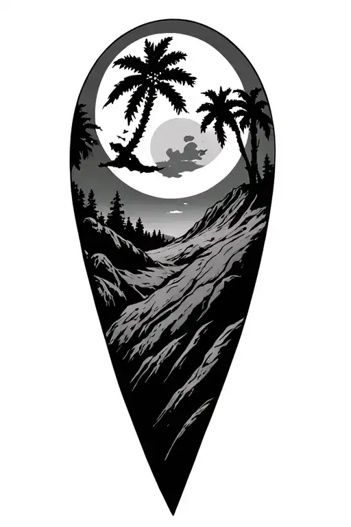 wvu mountaineer and palmetto tree and crescent moon  tattoo design idea