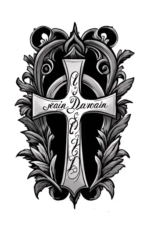 A Latin cross and a name tattoo tattoo design idea
