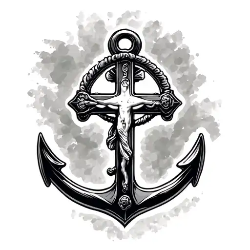 Anchor with jesus cross tattoo design idea