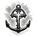 Anchor with jesus cross tattoo design idea