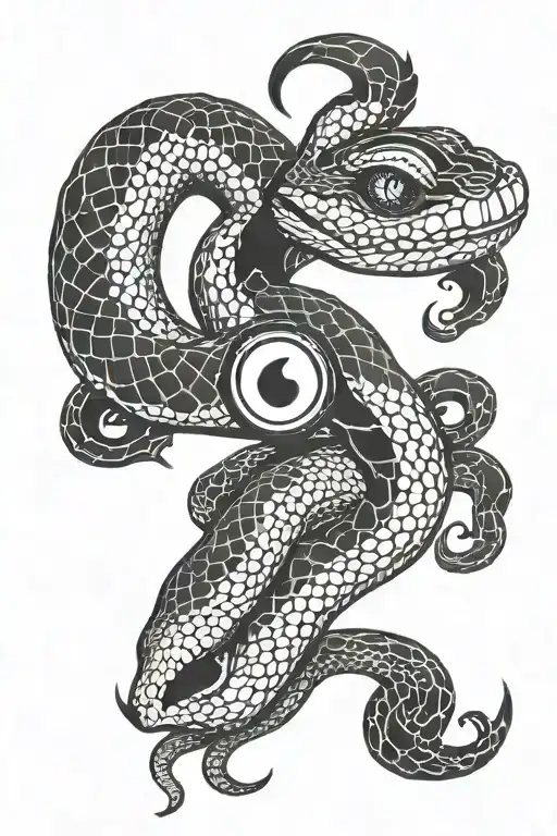 snake with yin yang eye tattoo design idea