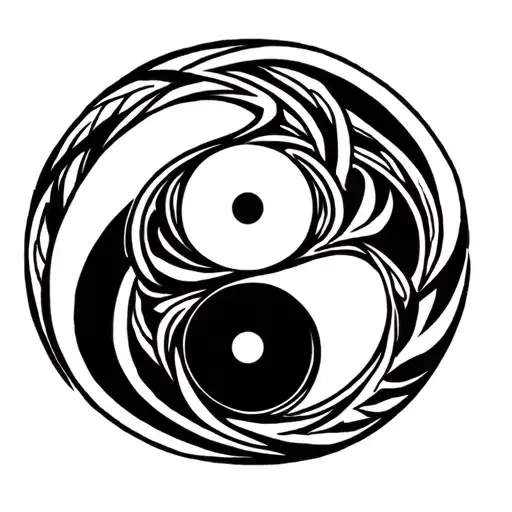 Yin and yang Aquarius and Libra symbol intertwined tattoo design idea