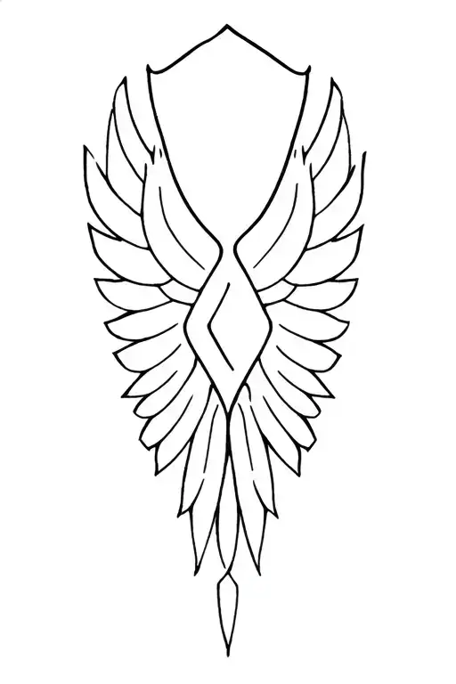 Shield cover wings tattoo design idea
