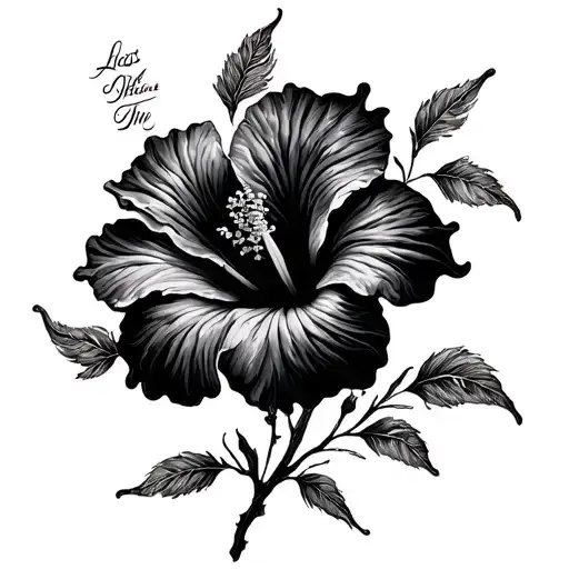 hibiscus flower flying leaves with the word messiah  tattoo design idea