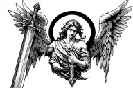 st michael arch angel with sword tattoo design idea