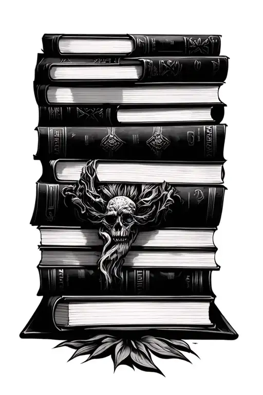 nerdy books tattoo design idea
