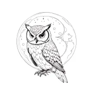 owl and moon tattoo design idea