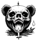 Bear skull and candle burning tattoo design idea