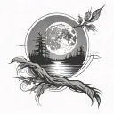 moon flowing into river minimalistic tattoo more simple tattoo design idea