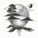 moon flowing into river minimalistic tattoo more simple tattoo design idea