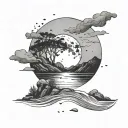 moon flowing into river minimalistic tattoo more simple tattoo design idea