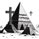 black Egypt cross pyramids tattoo design idea