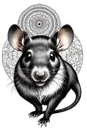 chinese zodiac rat with a half mandala above it tattoo design idea