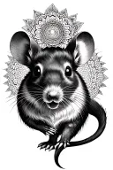 chinese zodiac rat with a half mandala above it tattoo design idea